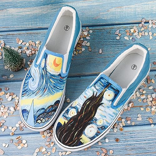 Starry Night Slip-On Canvas Shoes – Handmade Art Sneakers with Famous Painting Design, Comfortable Unisex Flats for Travel & Walking4