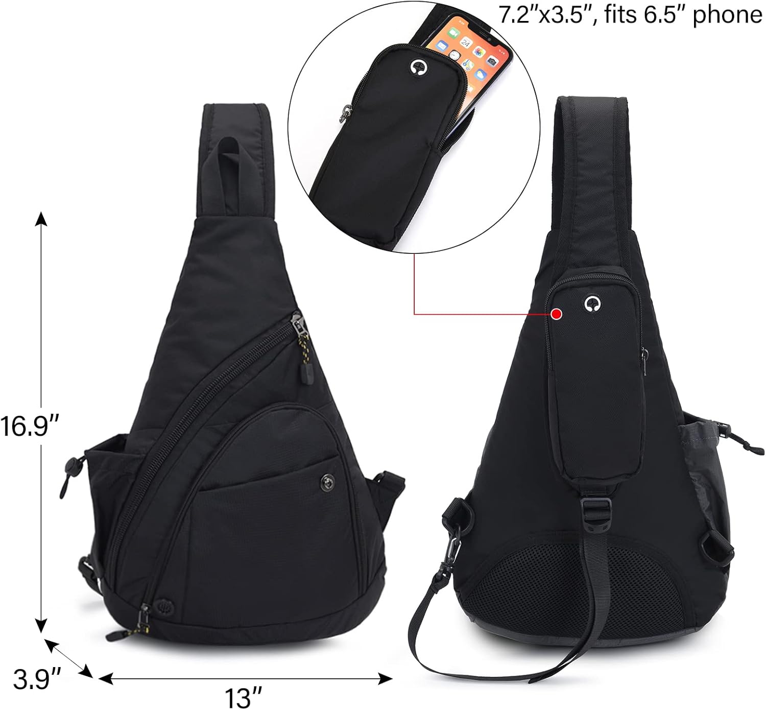 Peicees Sling Bag for Men Women Shoulder Bag Backpack Strap Pockets Chest Bag for Running Hiking Camping Exercise Outdoor - Image 4