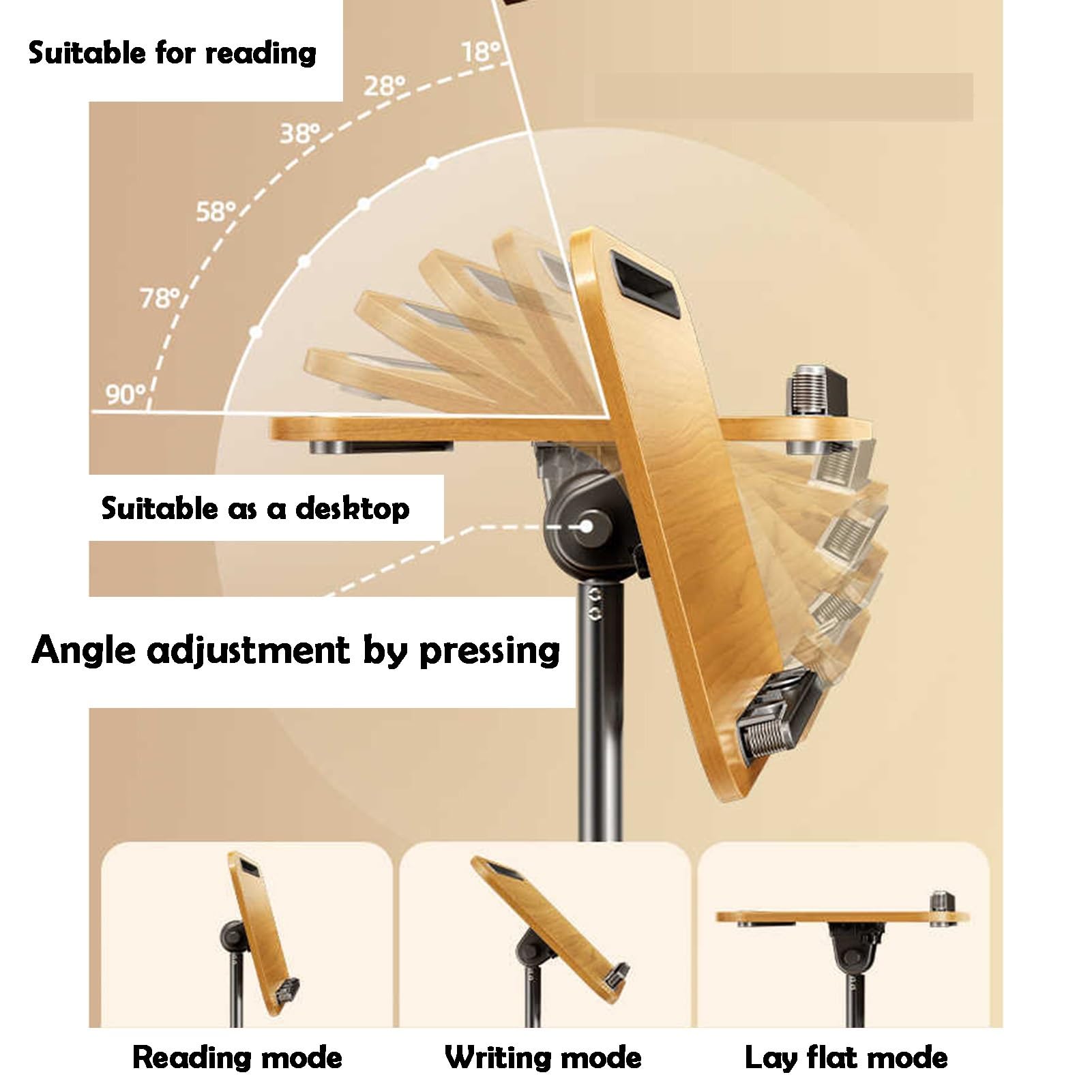 Leggio regolabile autoportante con rotelle, porta ricette mobile per aule, ufficio, matrimonio, altezza 82-145 cm