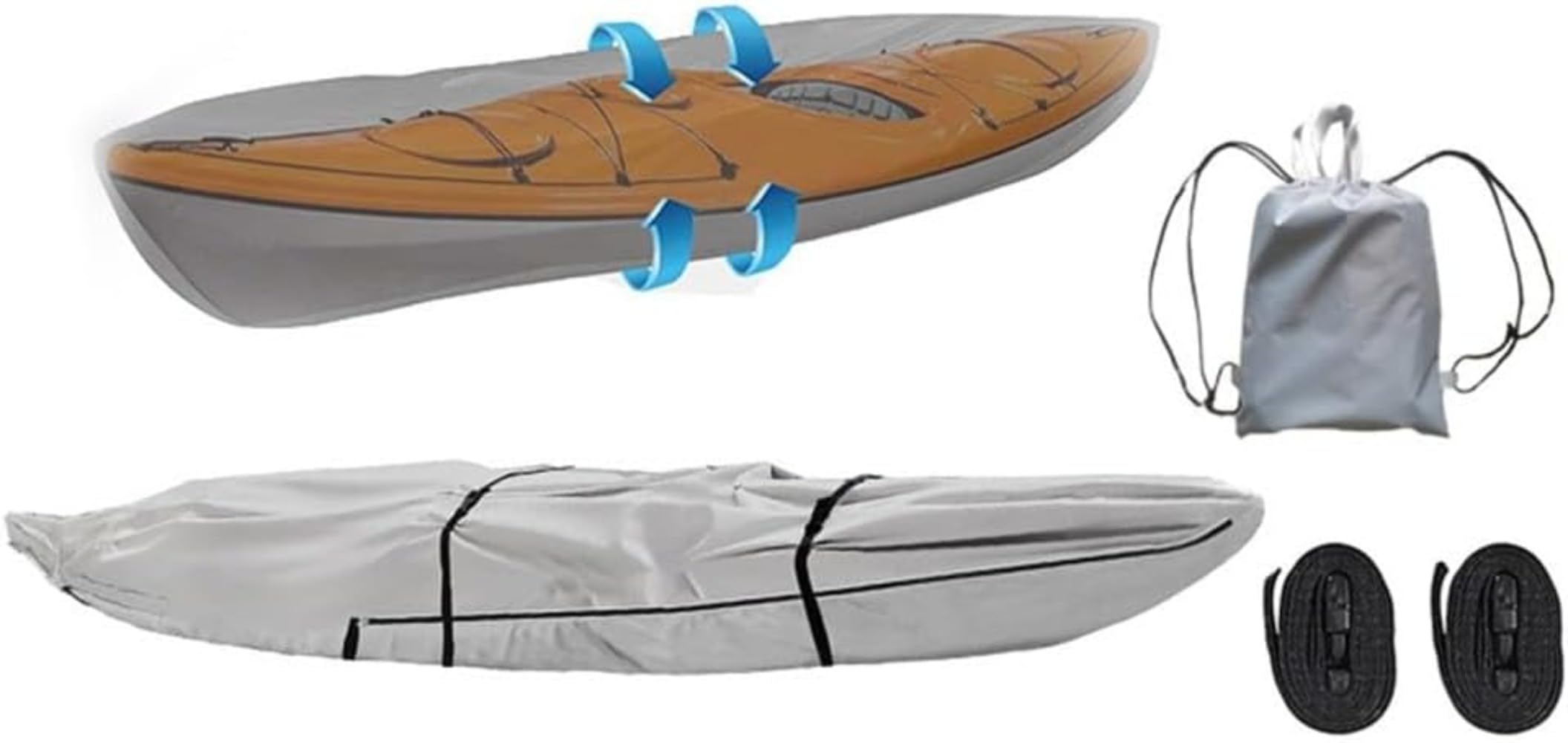 Schleuder Universal Kajak Abdeckung, 5,5 m wasserdichte und UV-beständig Kajak Kanu Abdeckung, Oxford Stoff, Bootsabdeckung für Fischerboot/Kajak/Kanu