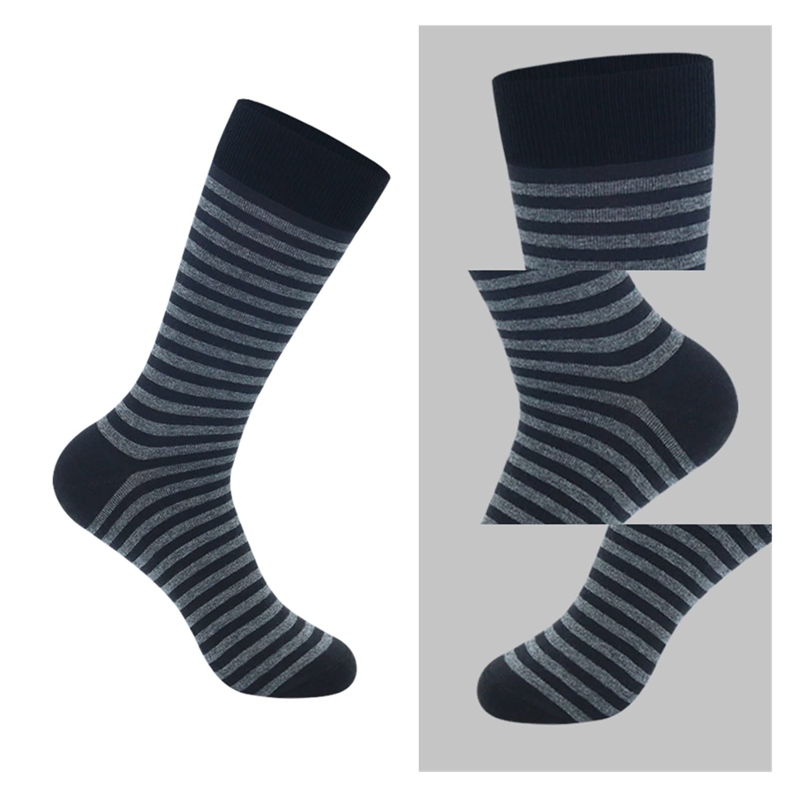 Calcetines para hombres de gran tamaño de negocios de los hombres calcetines de vestir a rayas negro gris puro hombres calcetines de algodón de tamaño (5pairs / lote) ( Color : 4 , Size : EU41-48 )