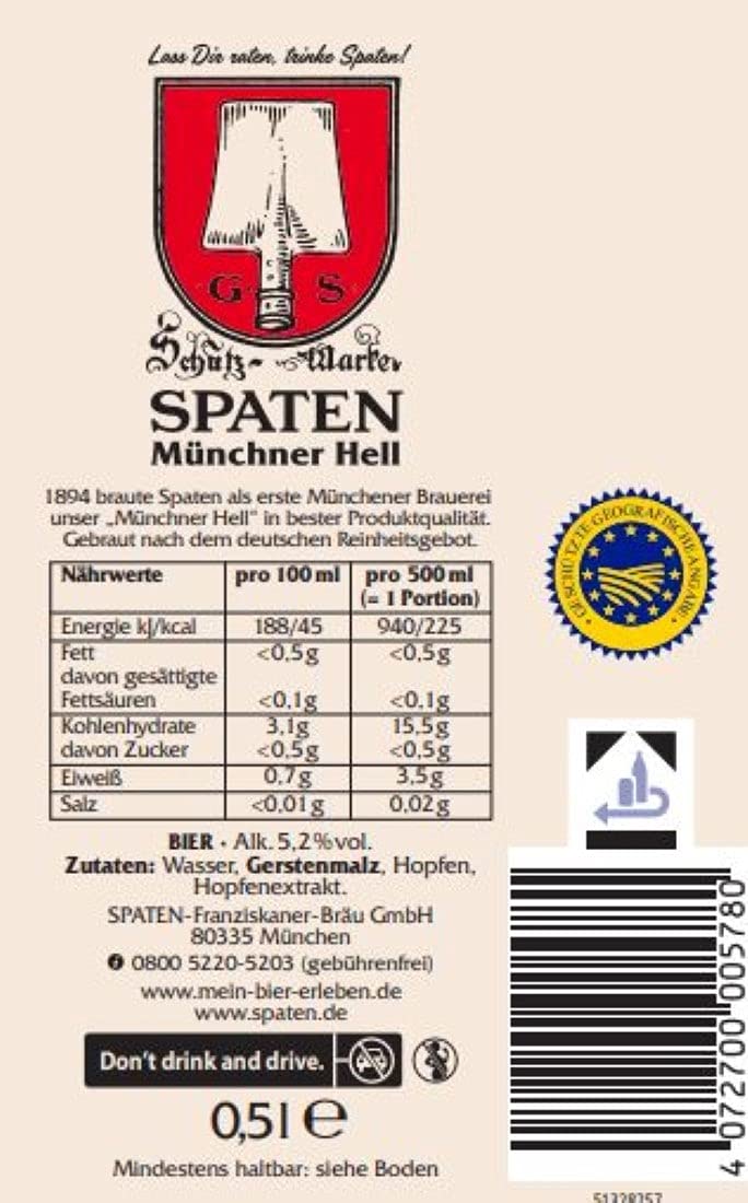 SPATEN Münchner Hell Dosenbier EINWEG, Helles Bier aus München (24 x 0.5 l)