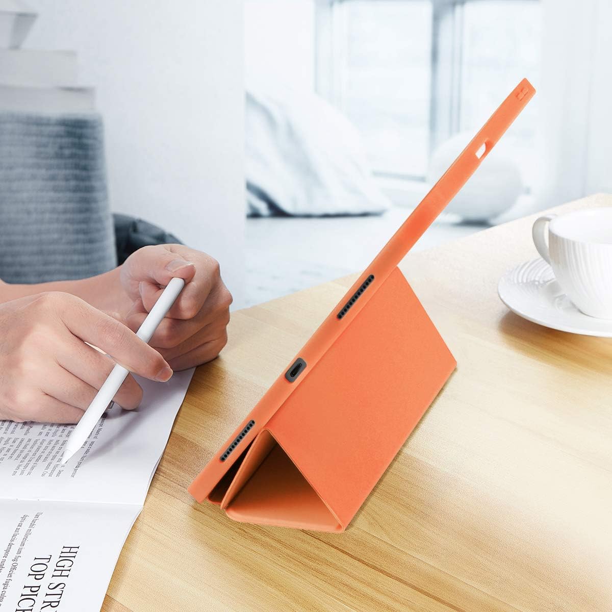 SIWENGDE Case for iPad Pro 11 Inch 4th/3rd/2nd Generation 2022/2021/2020 with Pencil Holder [Support iPad 2nd Pencil Charging] Slim Trifold Stand Smart Protective Cover, Auto Wake/Sleep(Orange) - Image 5