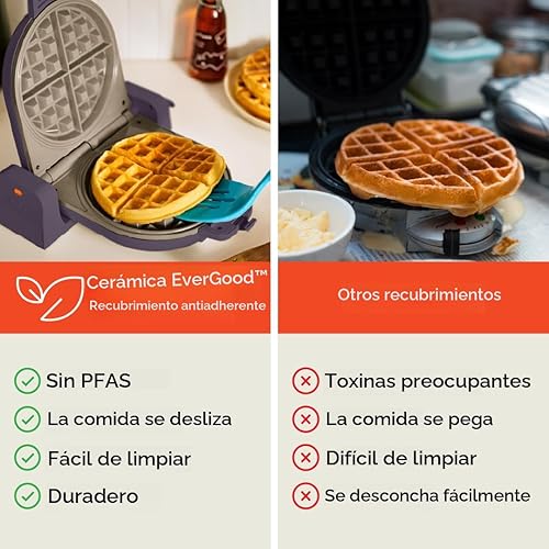 Miniatura 6 de bella Máquina de gofres Flip-n-Store, revestimiento antiadherente de cerámica EverGood™, utensilios de cocina Fits-anywhere™, luz indicadora de