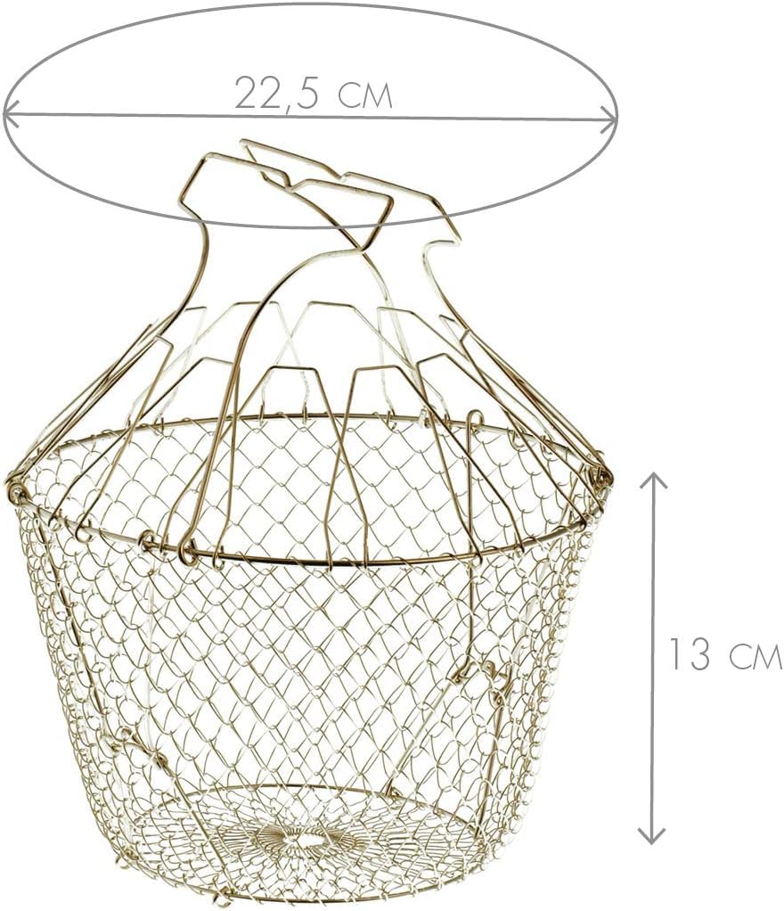 LA BONNE GRAINE – Panier à Salade Pliant avec Raidisseurs – INOX – Rangement Facile – Essorage Délicat – Poignée Ergonomique – Multifonctions – Qualité Professionnelle – Ø 22,5 cm