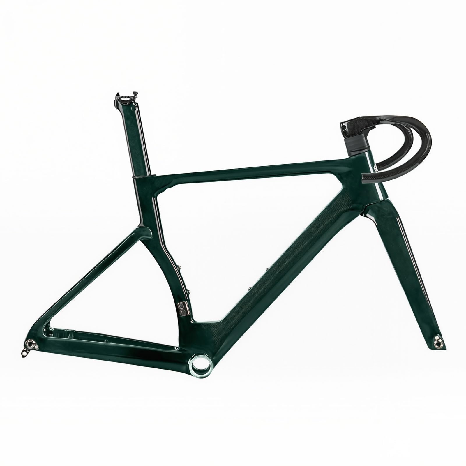 700C Road Bike Frameset 43.5/46/48/50/52/54cm Carbon Fiber Bikes Frame Breaking Wind Frame Disc Brake Racing Bike Frames F12*100MM R12*142mm Thru-Axle Frame with Fork and Handlebar(Green,43.5CM)