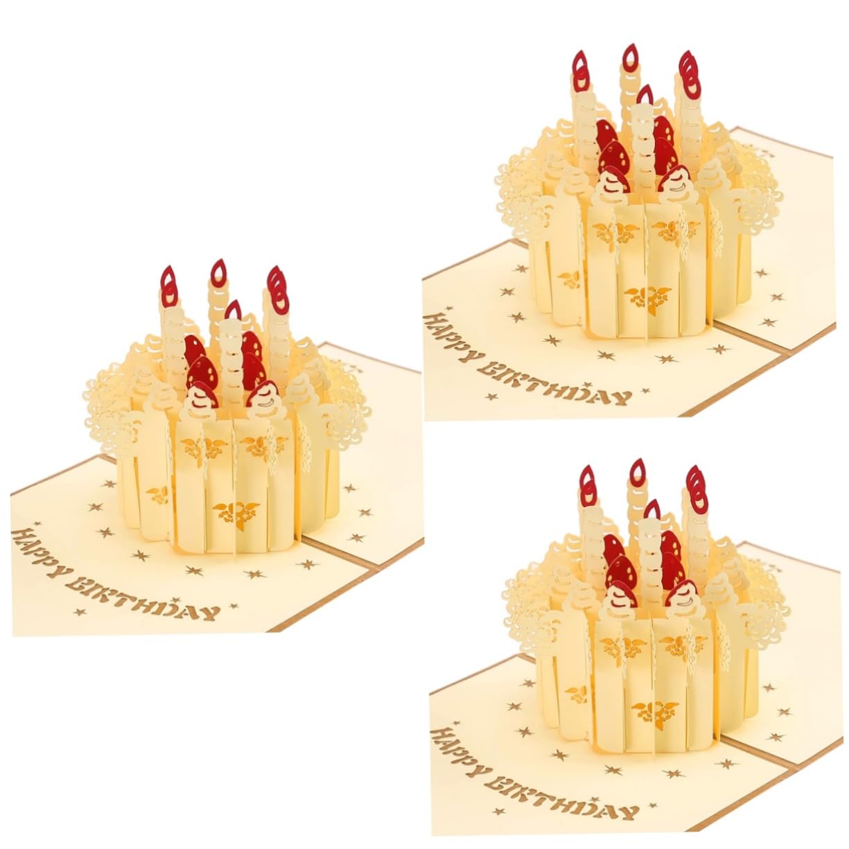 SHINEOFI 3pezzi Biglietti Di Compleanno Creativi Con Candela e Torta Auguri Unici Per Feste Anniversari e Occasioni Speciali Design Memorabile e Spazio Per Messaggi Personali