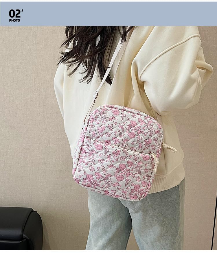 Floral print backpack - campus style, feminine, fresh and lovely, travel bag, Korean version, large capacity, suitable for spring outings, also a mommy bag. (Pink)4