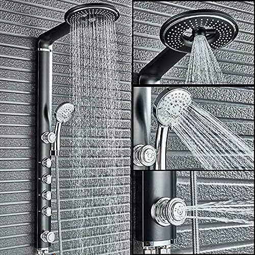 Colonne de douche cascade noire avec jets de massage bien-être pour salle de bain