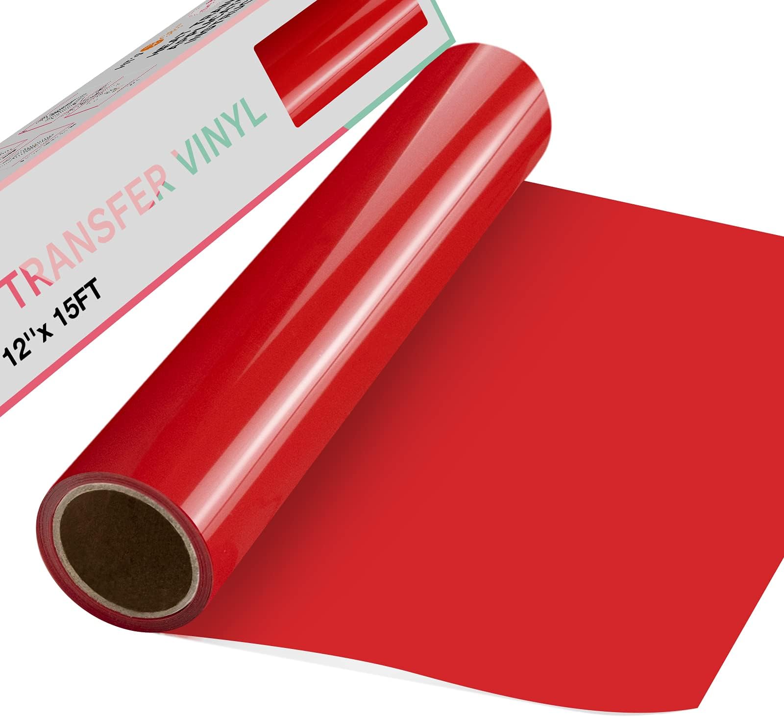 HTVRONT Red Heat Transfer Vinyl 12" x15ft Red HTV Vinyl Roll for Shirts, Red Iron on Vinyl for Cricut & Silhouette Cameo