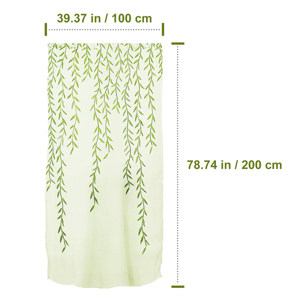 VANZACK Green Voile Curtains Polyester Wicker Pattern Window Sheer Panels 100X79 Inch Lightweight Light Filtering for Living Room Bedroom Dining Room - Image 3