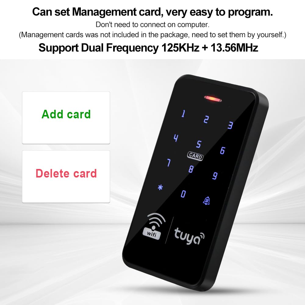 QTTYELOK Tuya Port, Bluetooth set, toegangscontrolesysteem IP68, waterdicht, vingerafdruk, RFID-toetsenbord 10 stuks 13,56 MHz sleutelhanger (zonder slot