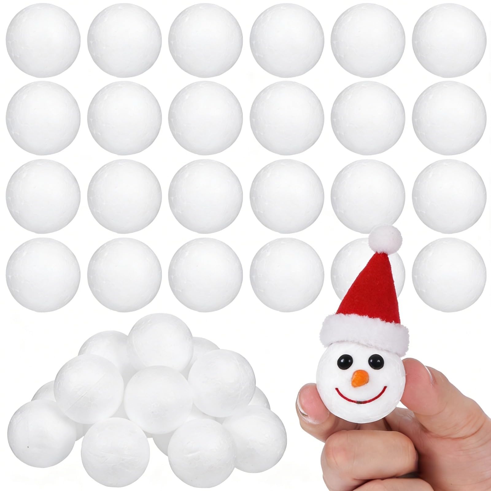 Milisten 100 bolas de poliestireno de 4 cm, bolas white para manualidades, para proyectos de bricolaje, decoración de bodas y Navidad, bolas de espuma redondas sólidas para manualidades creativas