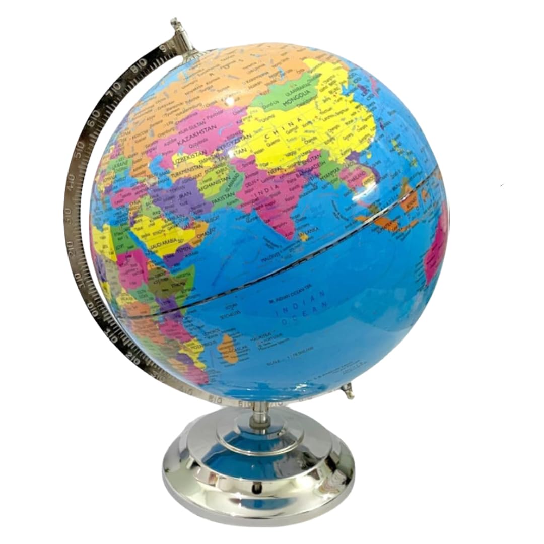 Stonkraft Educational Globe - Political Globe for Kids, Home Decor or Office Desk Accessory | 10 Inch Height / 8 Inch Diameter | Rotating on Chrome Finished Arc and Base | Learning World Geography | Markable & Wipeable (B0D93SK6GR) Amazon Price History, Amazon Price Tracker