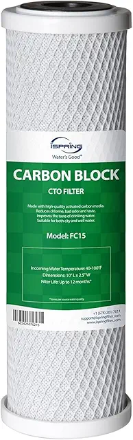 Cartucho de Filtro de Carbón Activado iSpring FC15 10" para Ósmosis Inversa