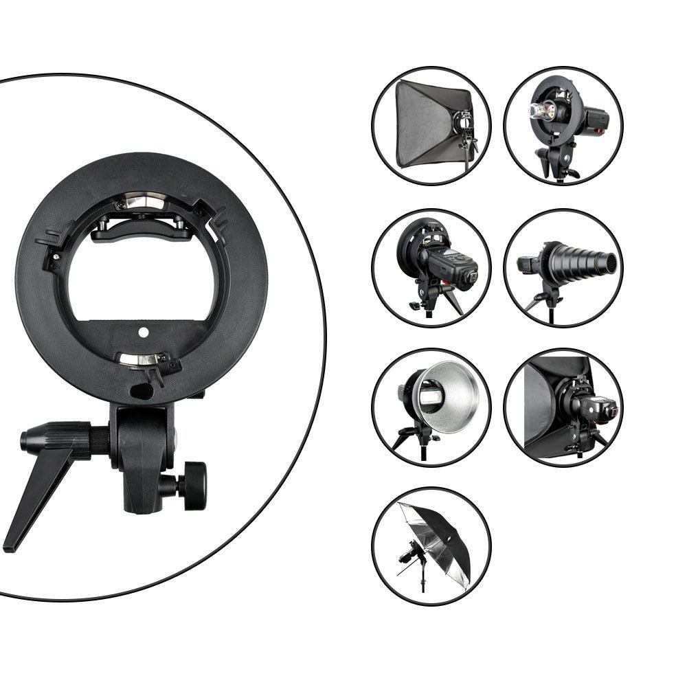 Godox S-Type-Speedlite Bracket EG Halter für Elinchrom Berg Blitz schwarz
