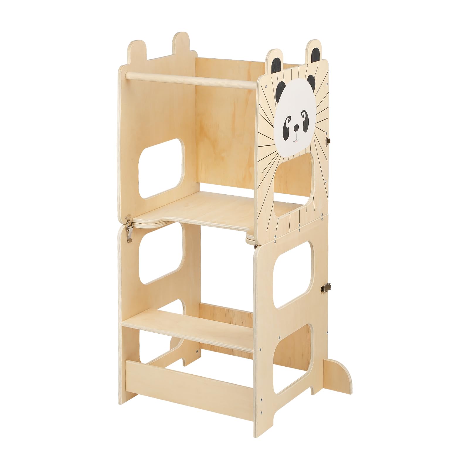 Tour Montessori en Bois 1,5-99 Ans, Tour d'apprentissage pour Enfants en Bois avec Tableau, 3-en-1 Tour d'observation Enfant, réglables en Hauteur, Pieds Anti-basculement-87*42*38.5 cm-couleur bois