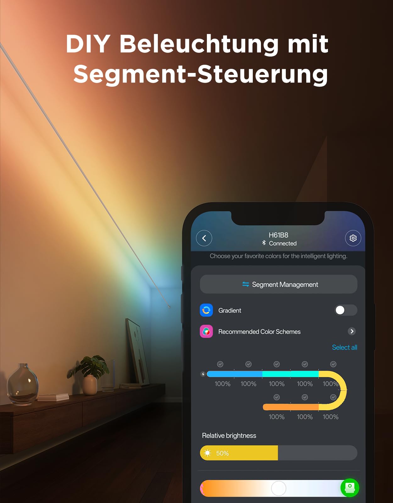 Govee LED Strip mit Skyline Kit, RGBWWIC LED Streifen, 4m | Kompatibel mit Matter, Alexa und Google, 154+ Szenen, Segmentierte Farbsteuerung, Schwebende Wandmontage