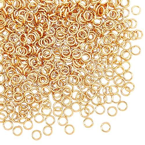 NBEADS About 500pcs 4mm Open Jump Rings 21 Gauge, Real 18K Gold Plated 304 Stainless Steel Split Rings Connector Rings for Jewelry Making Necklaces Bracelet Earrings Keychain