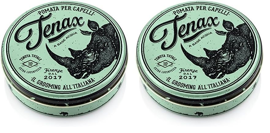 Tenax Ultra Strong Shine Pomade, 125 ml, wasserbasierte Pomade für Männer verleiht superfesten Halt & starken Glanz, leicht auszuwaschendes Haarwachs mit markantem Duft (Packung mit 2)