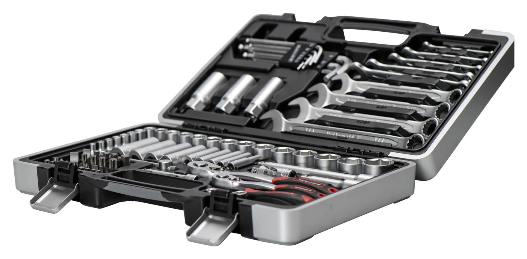 Set Utensili Professionali, 92 Pezzi, Acciaio Cromo Vanadio, Misure in Pollici - Attrezzi | Valigetta Utensili Professionale per Moto Auto Officina Chiavi a Bussola, Cricchetti, Prolunga | Custodia