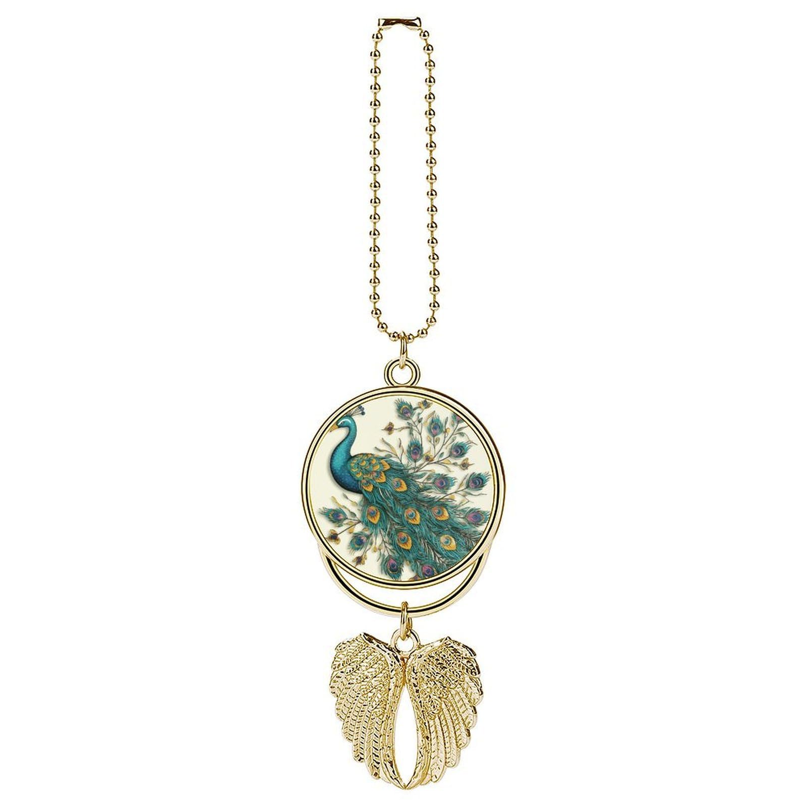 Peacock Pattern Car Pendant Hanging Swing Auto Rear View Mirror Hanging Car Rear View Mirror Charm Truck Hanger Ornament Charm for Car Rear View Mirrors Accessories