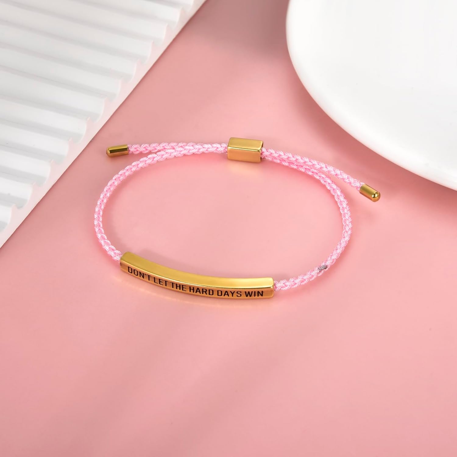 CANDYFANCY Motivational Tube Bracelet For Women Men Dont Let Hard Day Win Adjustable Handmade Braided Wrap Stainless Steel for Girls Inspirational Braided Gifts Jewelry - Image 5