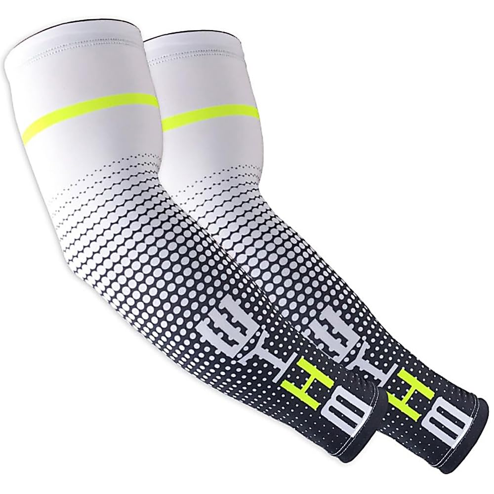 Icolofun Men's White Arm Sleeves For Wo Compression Uv Protection Gaming Sleeve To Cover Arms, Anti-Slip Tattoo Cover Upf 50+ Sun Sleeves For Golf, Cycling, Cricket, Running, Driving, Hiking