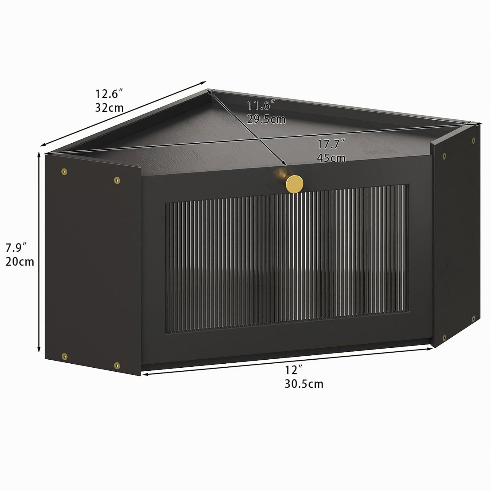 VEDECASA Panera de esquina para cocina de bambú con puerta acrílica transparente, cesta de pan negra para esquinas de cocina, gran fiambrera en diseño rústico, 32 x 32 x 20 cm