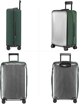 Veki Travel Suitcase Protective Cover Elastic Suitcase Cover with Zip Transparent Suitcase Protective Cover Waterproof Suitcase Covers Dustproof Scratch-Resistant Luggage Cover dark green