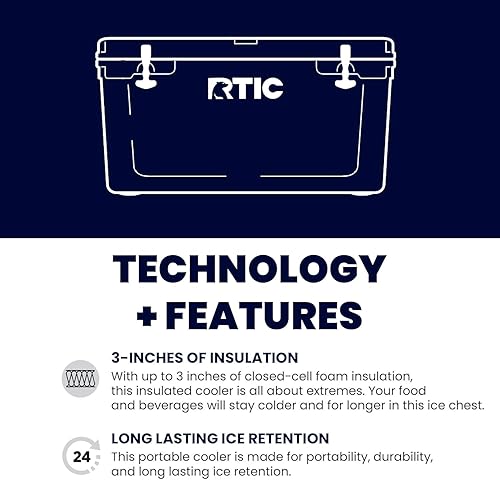 Miniatura 2 de RTIC Caja de hielo portátil de 65 cuartos de galón con aislamiento duro para playa, bebidas, bebidas, campamento, picnic, pesca, barco, barbacoa