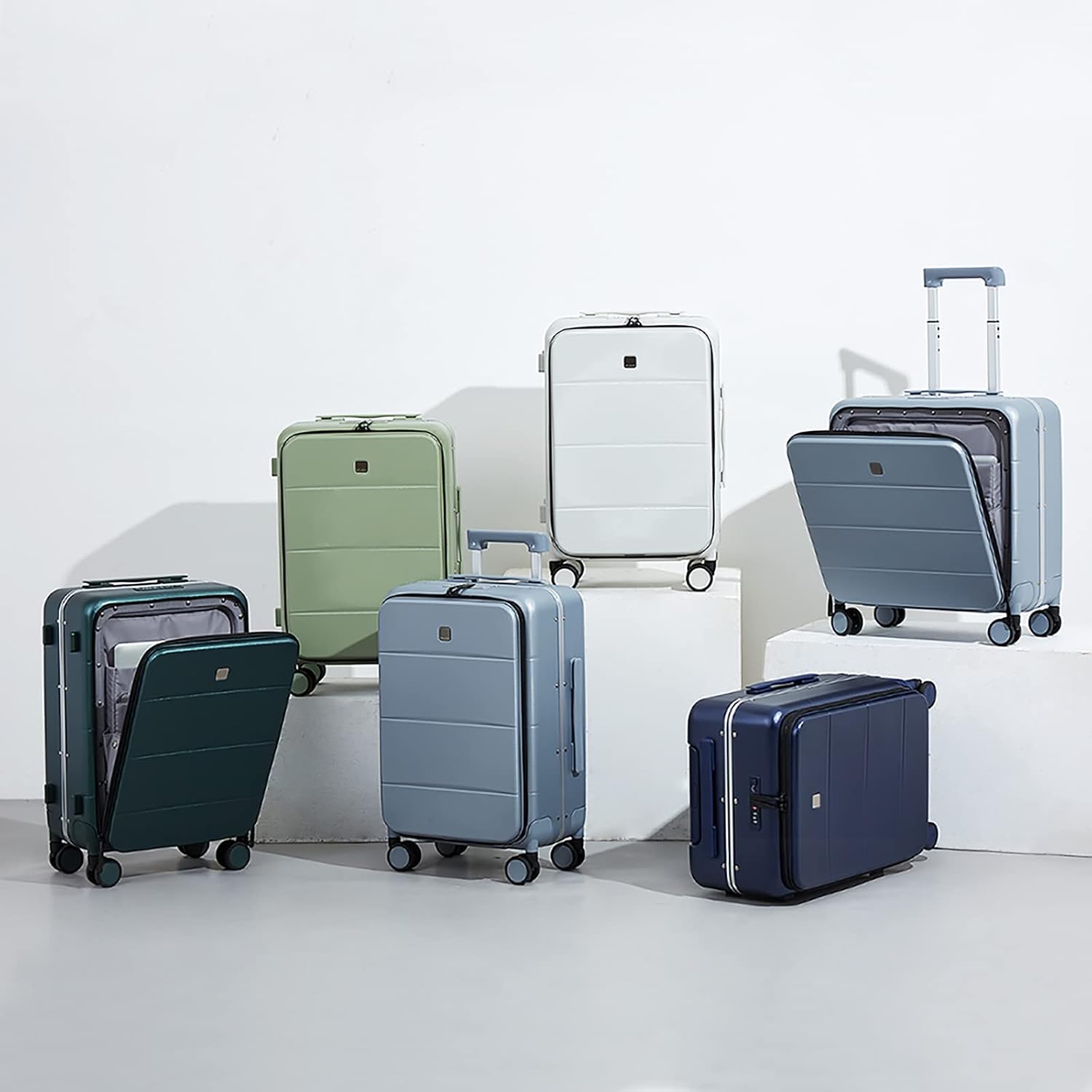 MILADA Carry On Luggage 22x14x9 Airline Approved Spinner Wheels TSA Luggage 20 Inch Hard Shell Suitcases Front Opening Pocket Rolling Aluminum Frame Travel Luggage,Smoke White - Image 9