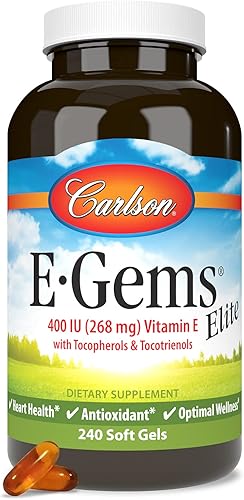 Vista 12 de Carlson - E-Gems 400 UI (268 mg), vitamina E de origen natural, bienestar óptimo, 140 geles blandos