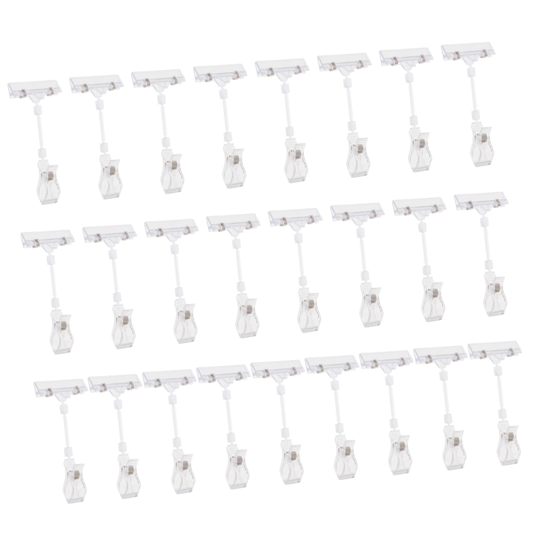Veemoon 25pièces Porte-étiquette Plastique Transparent Clip Double pour Prix Pinces Pivotantes pour Magasins et Expositions