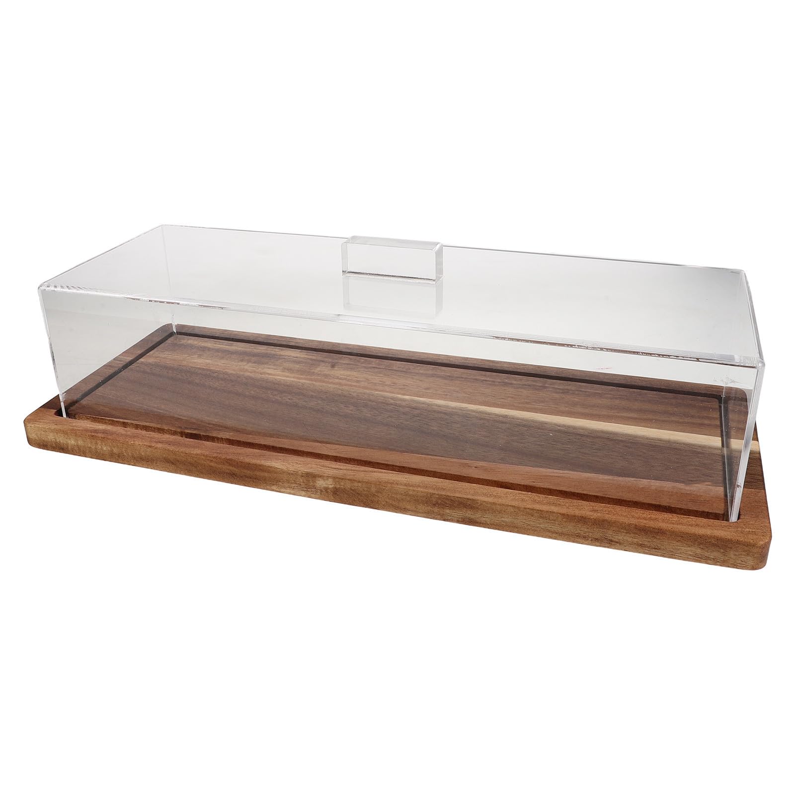 Homoyoyo Soporte para Pasteles Rectangular de Madera con Tapa Acrílica Transparente para Exhibición en Panaderías y Buffets, Fácil Identificación y Transporte