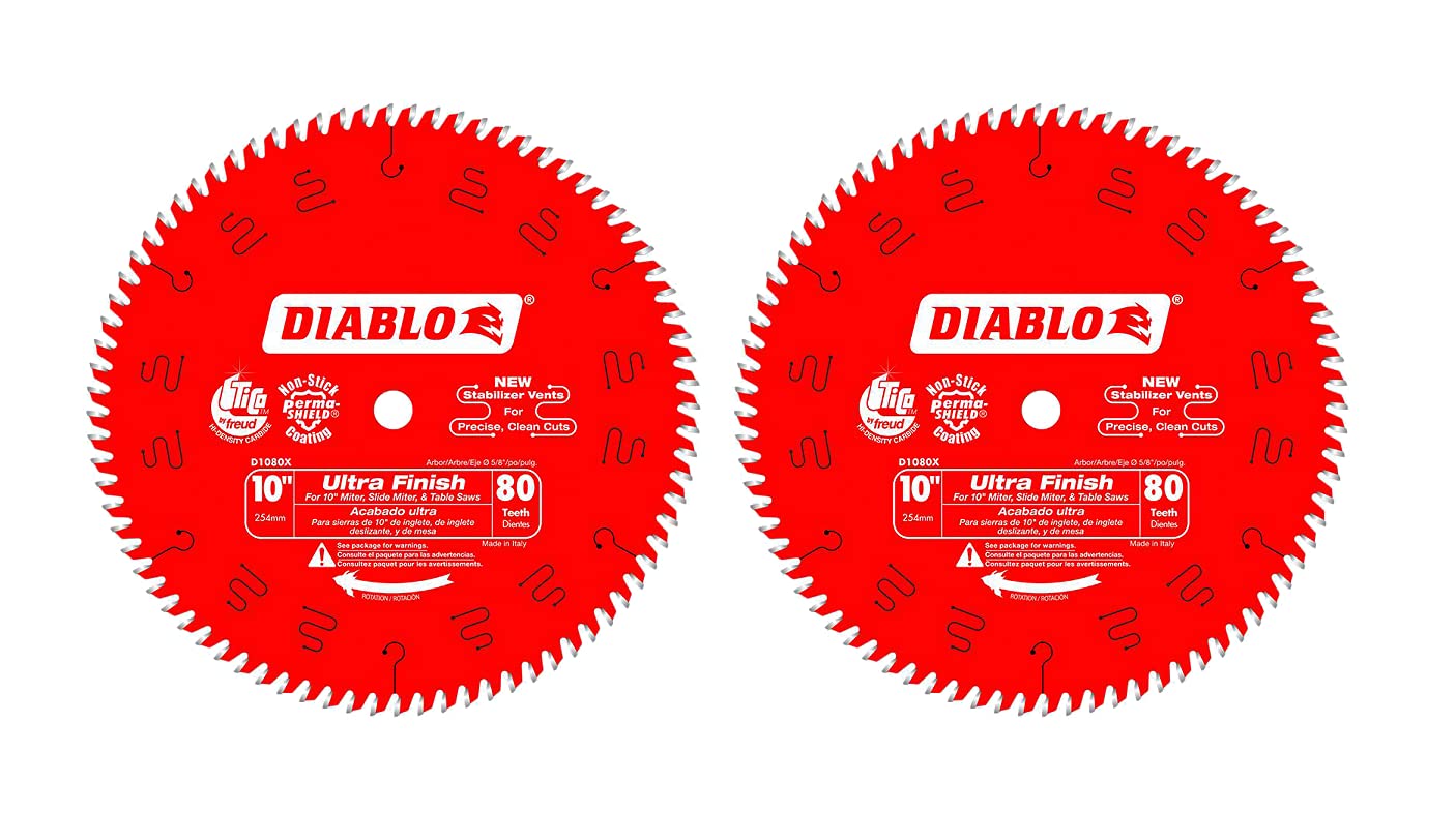 Freud D1080X Diablo 10-Inch 80-tooth ATB Finish Saw Blade with 5/8-Inch Arbor Coating 5 PACK