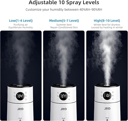 Miniatura 4 de JRD Humidificador para habitación grande, 8L2.1 galones humidificador ultrasónico de niebla fría para dormitorio, humidificador silencioso con