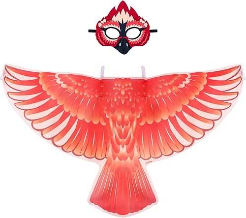 Creatoy Disfraz de pájaro para niños, alas de águila, búho, loro, disfraz de cuervo halcón para niños y niñas con máscara, regalos de fiesta
