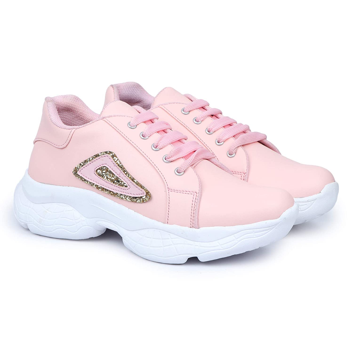 EVOLTAR Synthetic Leather Sparkles Sequins Stitched Flatform Sneakers for Women. Pink Size - 39 (B0C4QXFK9Z) Amazon Price History, Amazon Price Tracker