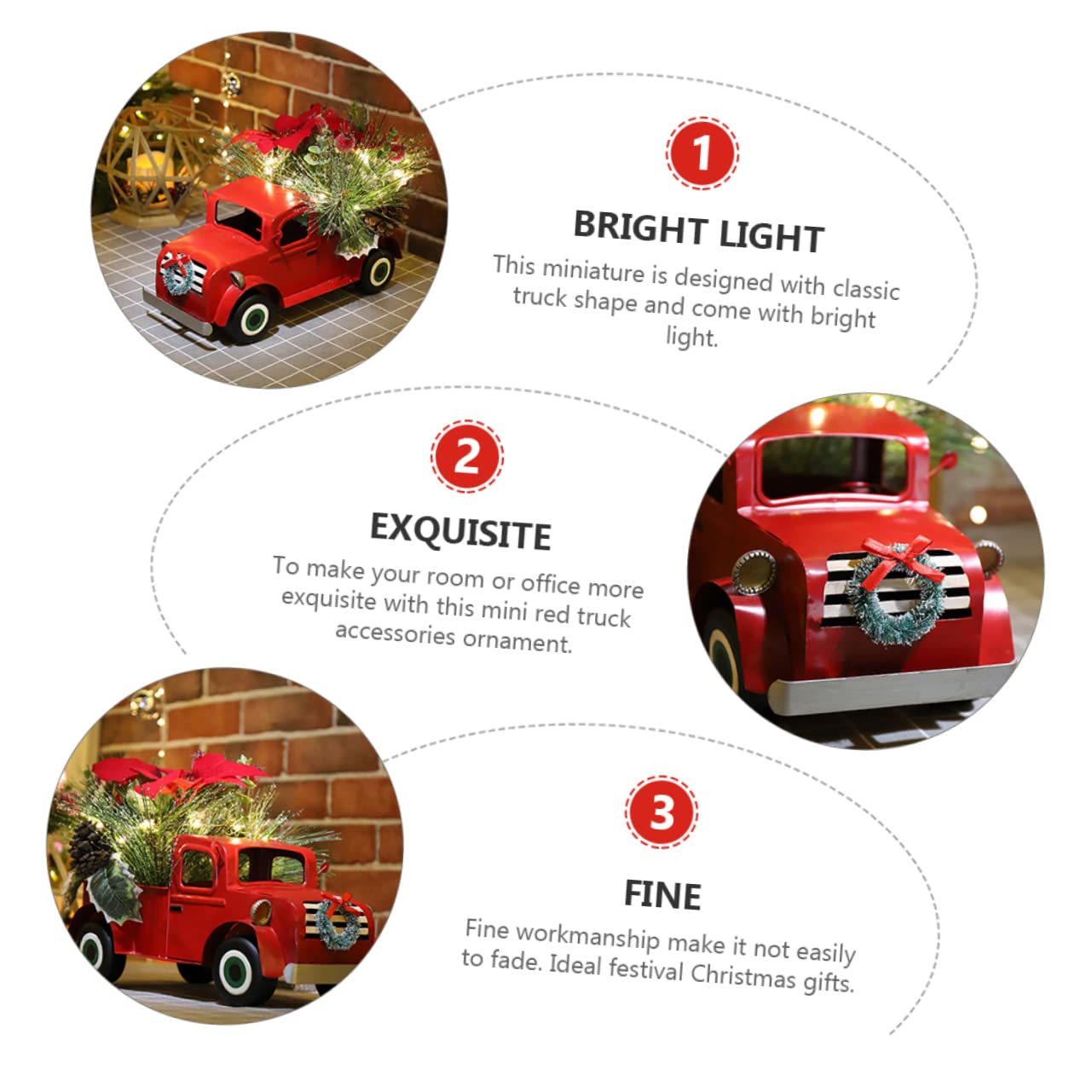 Cabilock Auto Camiones para Niños Coche En Miniatura Decoración De Navidad De La Casa De Campo Modelo Clásico Decoración De Camión Rojo Coches De Juguete Modelos Planchar Adornos Anticuado