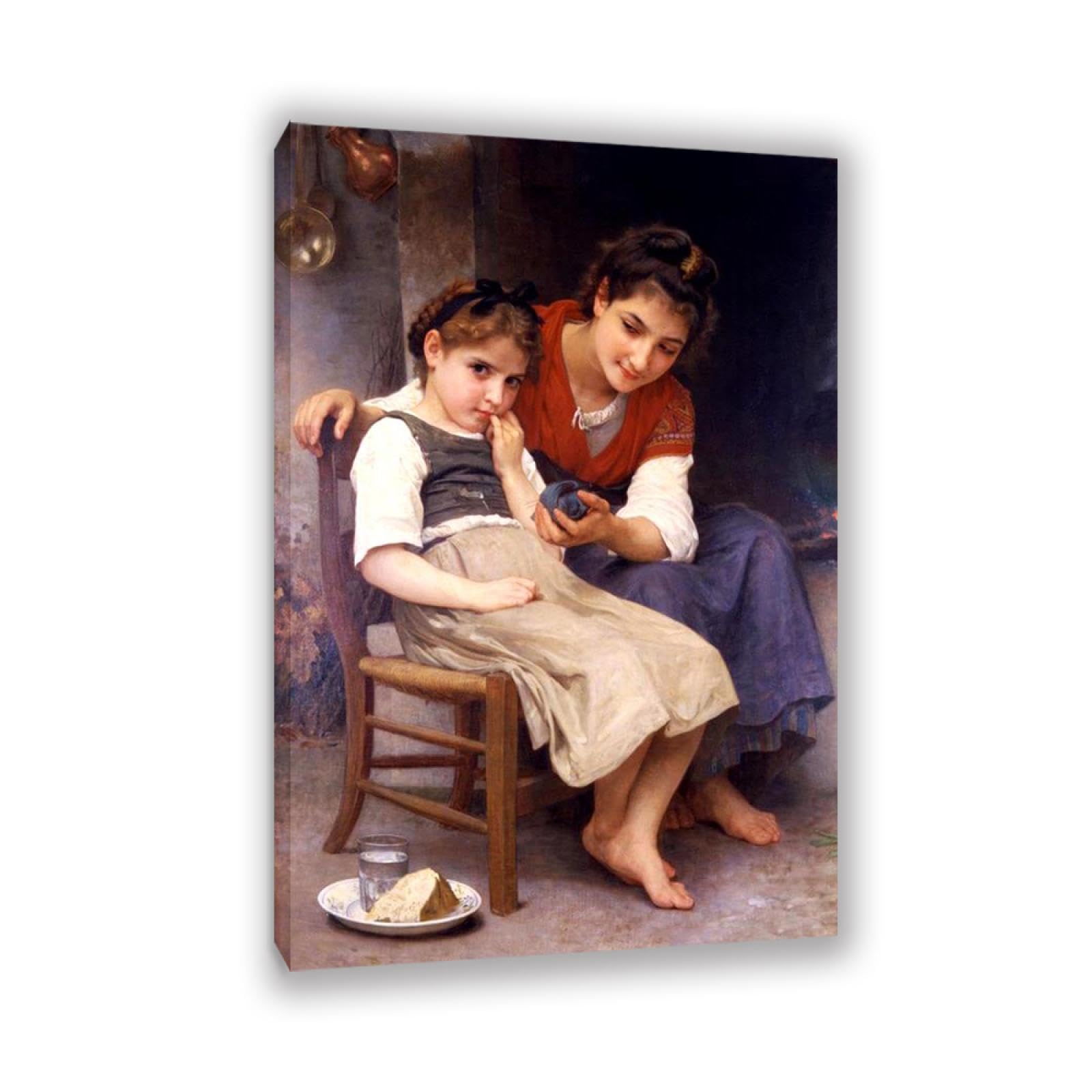 RXNHGJDS William-Adolphe Bouguereau Wall Art Little Sulky Fine Art Portrait Wall Painting Aesthetic Wall Decor for Living Room Bedroom Bathroom Home Decor 120x80cm Inner frame