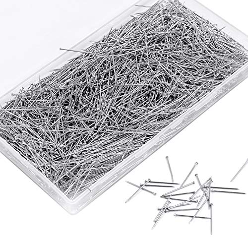 ZITFRI 2000 Stück Stecknadeln mit Kopf lang Edelstahl Stecknadel 26mm Sewing Pins feine Pailletten Nadeln für Basteln Nähen Säumen Craft - Silber Kopfnadeln für Jewelry Komponenten Dekoration