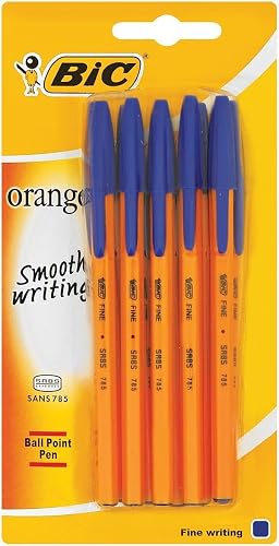 BIC Orange Fine 5 Ballpoint Pen in Blister Pack, Blue