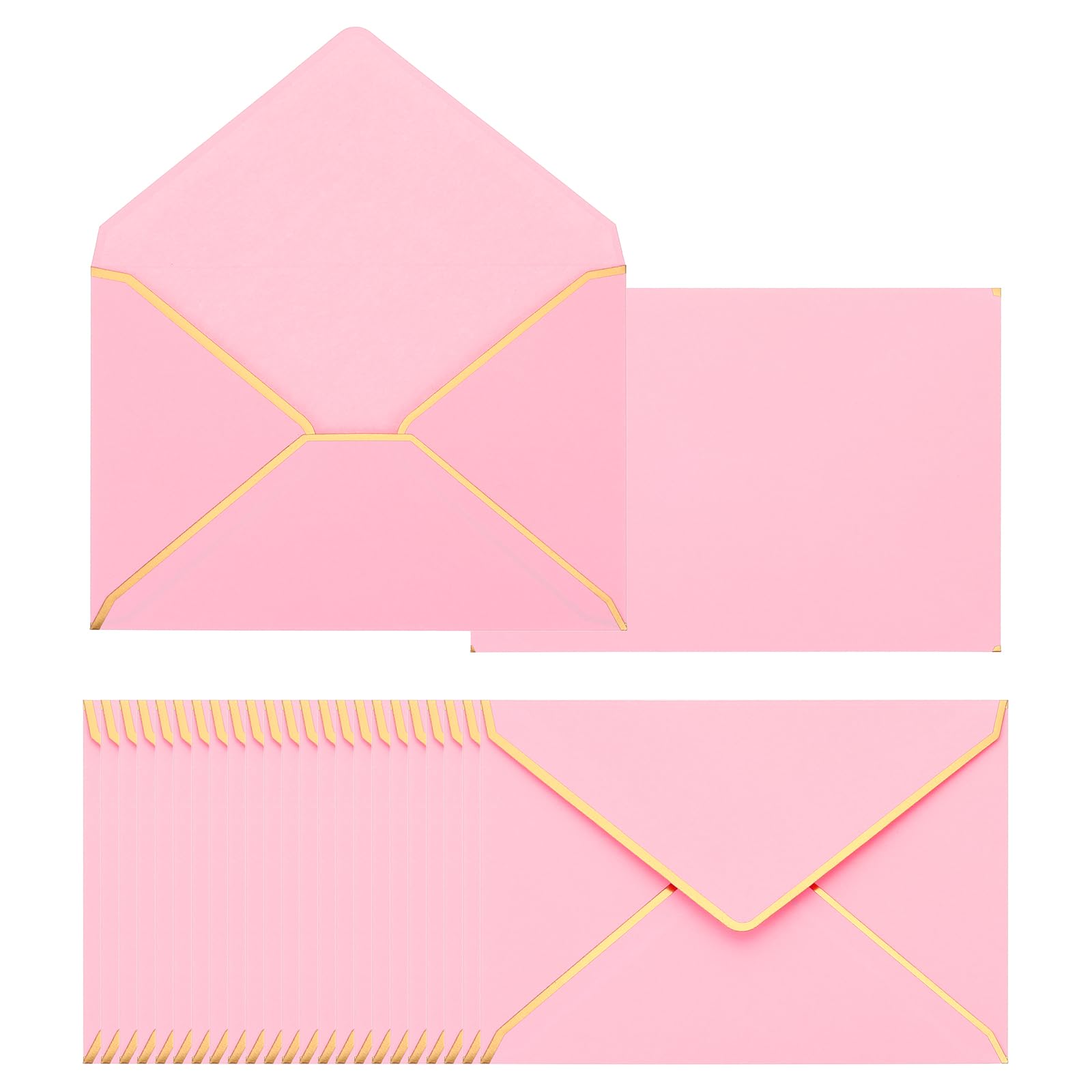 PATIKIL 100 Pack 5 x 7 Envelopes A7 Card Christmas Envelopes V Flap Envelope with Gold Borders for Office Wedding Gift Cards Invitations