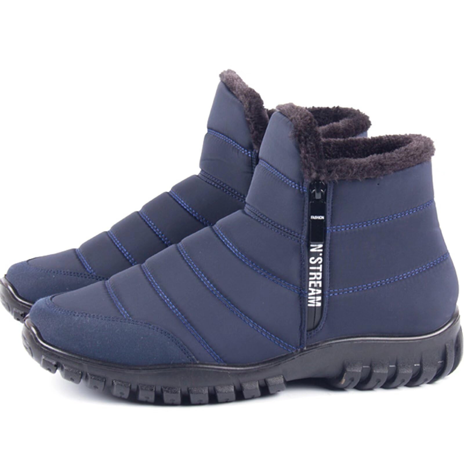 Winterschuhe Herren Wasserdicht Winterstiefel Gefüttert | leichte Schneestiefel mit Reißverschluss, Stiefel für Männer, wasserdichter Schutz, warmes bequemes Kunstpelz-Futter