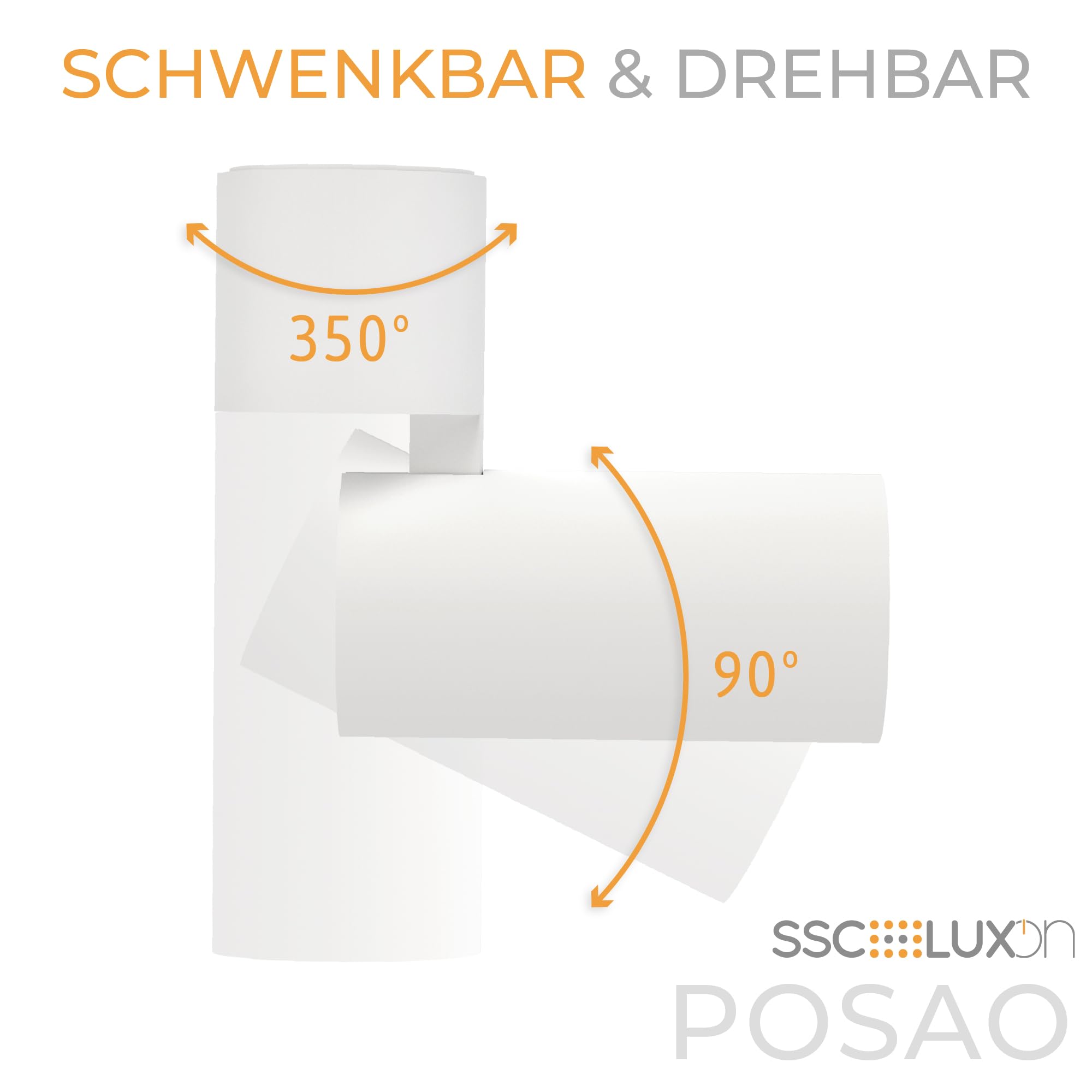 SSC-LUXon POSAO LED Deckenstrahler 1-flammig weiß 20W warmweiß schwenkbar | Heller Aufbaustrahler weiß für Decke & Wand - 1750 Lumen, warmweiß, enger Abstrahlwinkel für Bilder & Shop, schwenkbar, 230V
