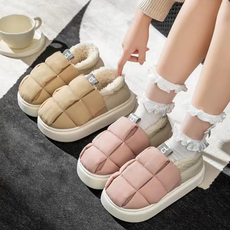 Scarpe in Cotone Antiscivolo da Uomo Ciabatte in Cotone Impermeabile A Plaid Ispessito