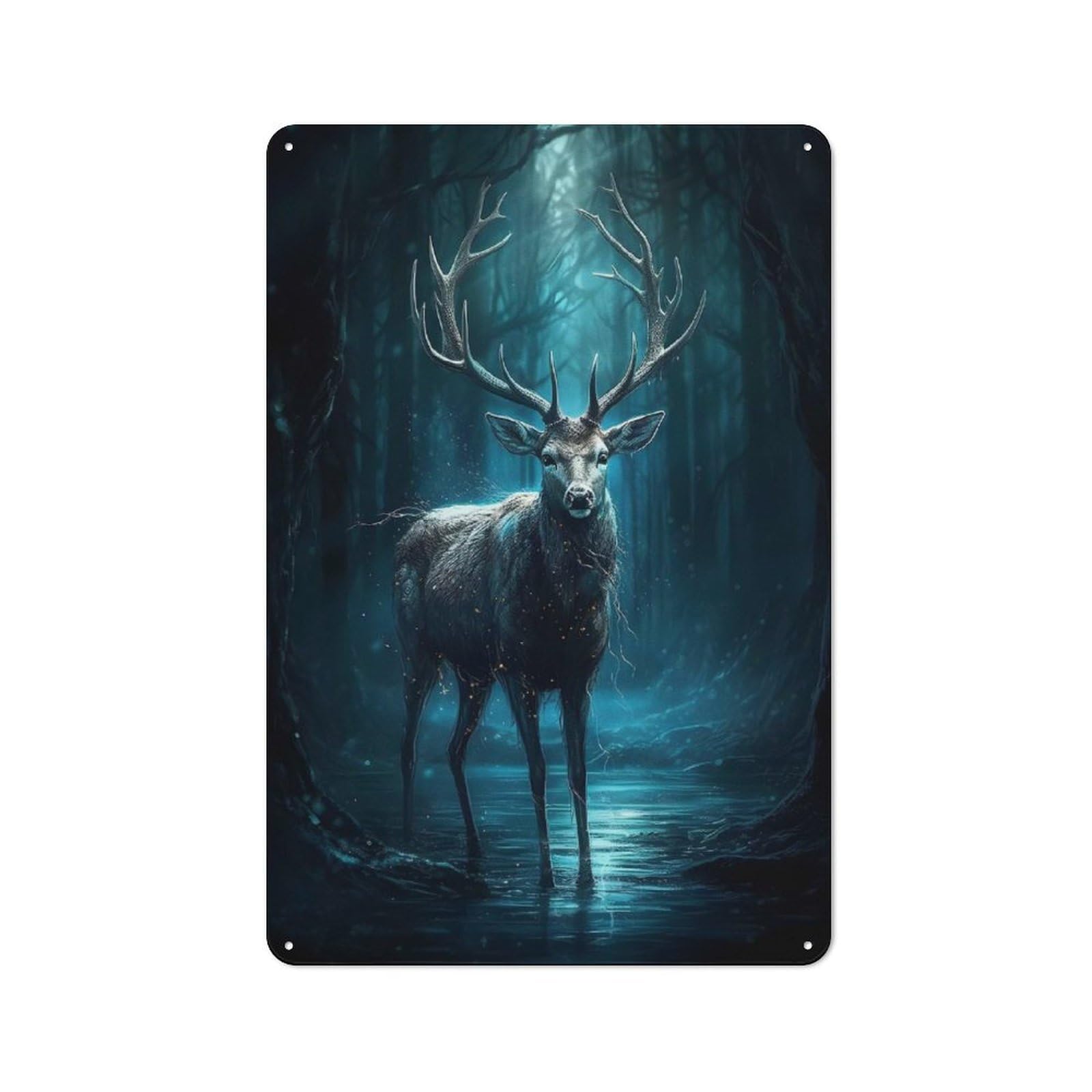 Junmoney Style-5 Deer In The Forest Retro-Style Tin Wall Plaque 30X20cm For Café Or Home Bar, For Themed Interiors In Cafés And Home Bars