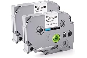 Brother P-touch Tape: 2 Rolls of High-Quality 12mm Laminated Label Tape for Various Brother Printers
