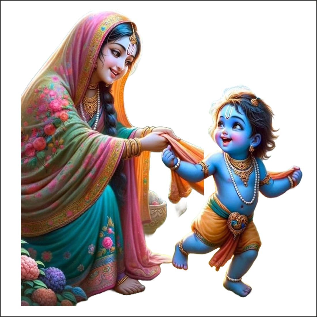 Luxe Decore Baby Krishna & Maa Yasoda Vinyl Wall Sticker for Kids Room, Bedroom, Living Room, (Size -42 Cm X 40 Cm) (B0D7HTZTMV) Amazon Price History, Amazon Price Tracker